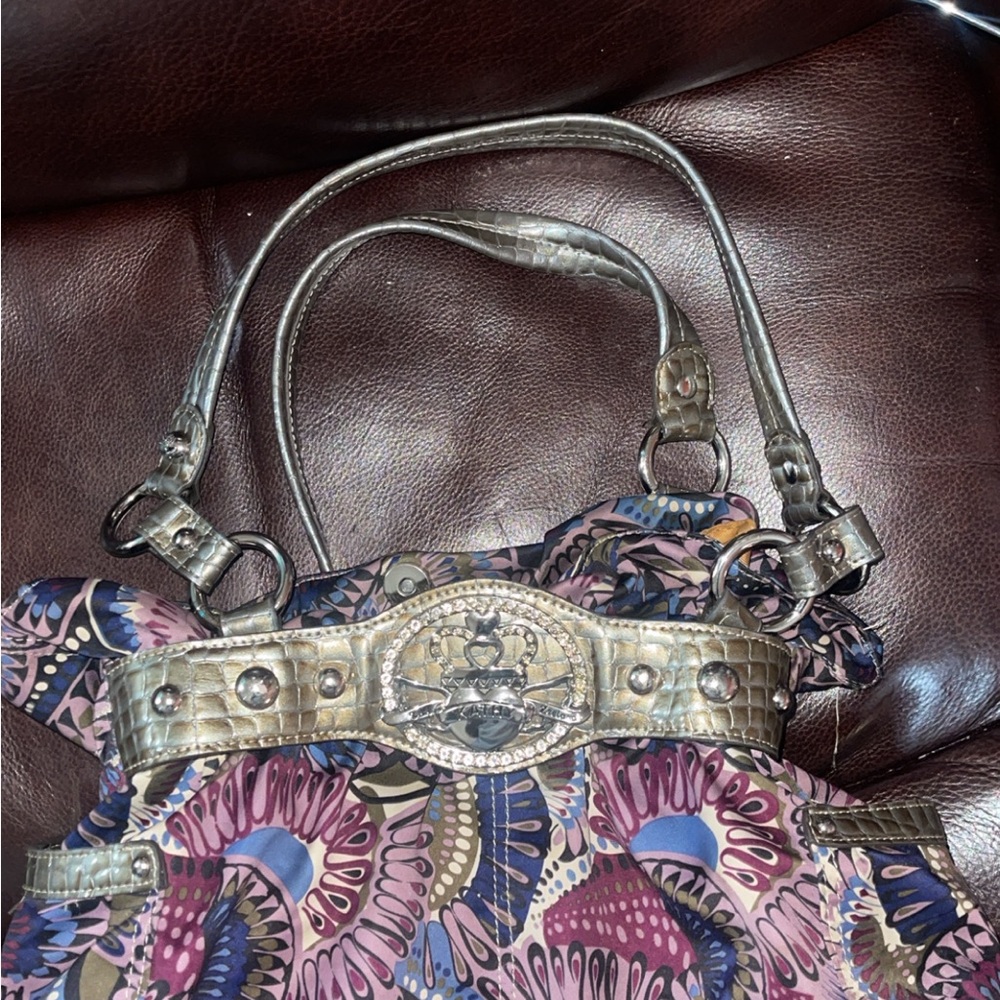 Kathy Van Zeeland Purple and Gold Satchel